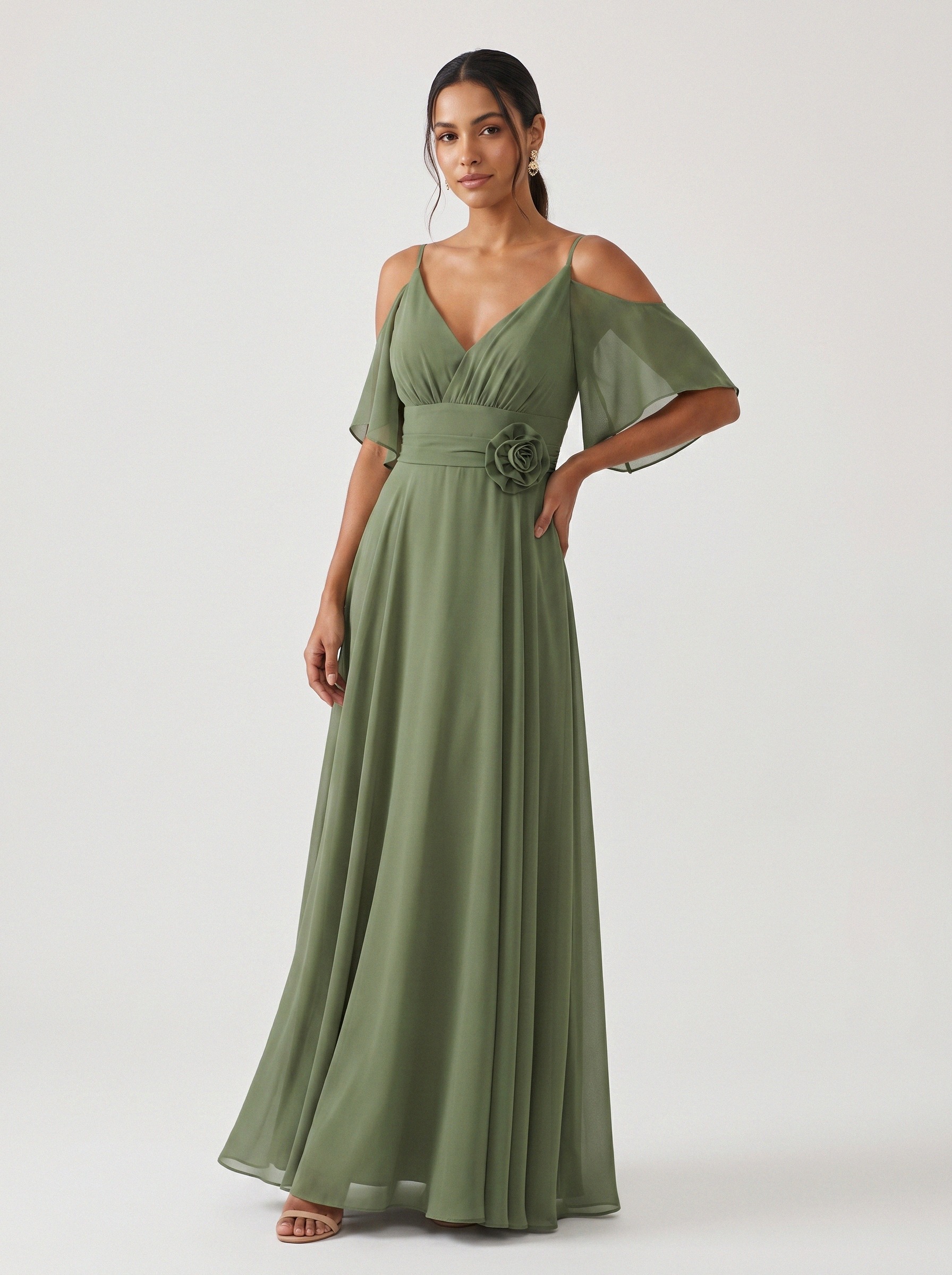 Vestido de festa verde oliva · 080946 da Koisa Linda