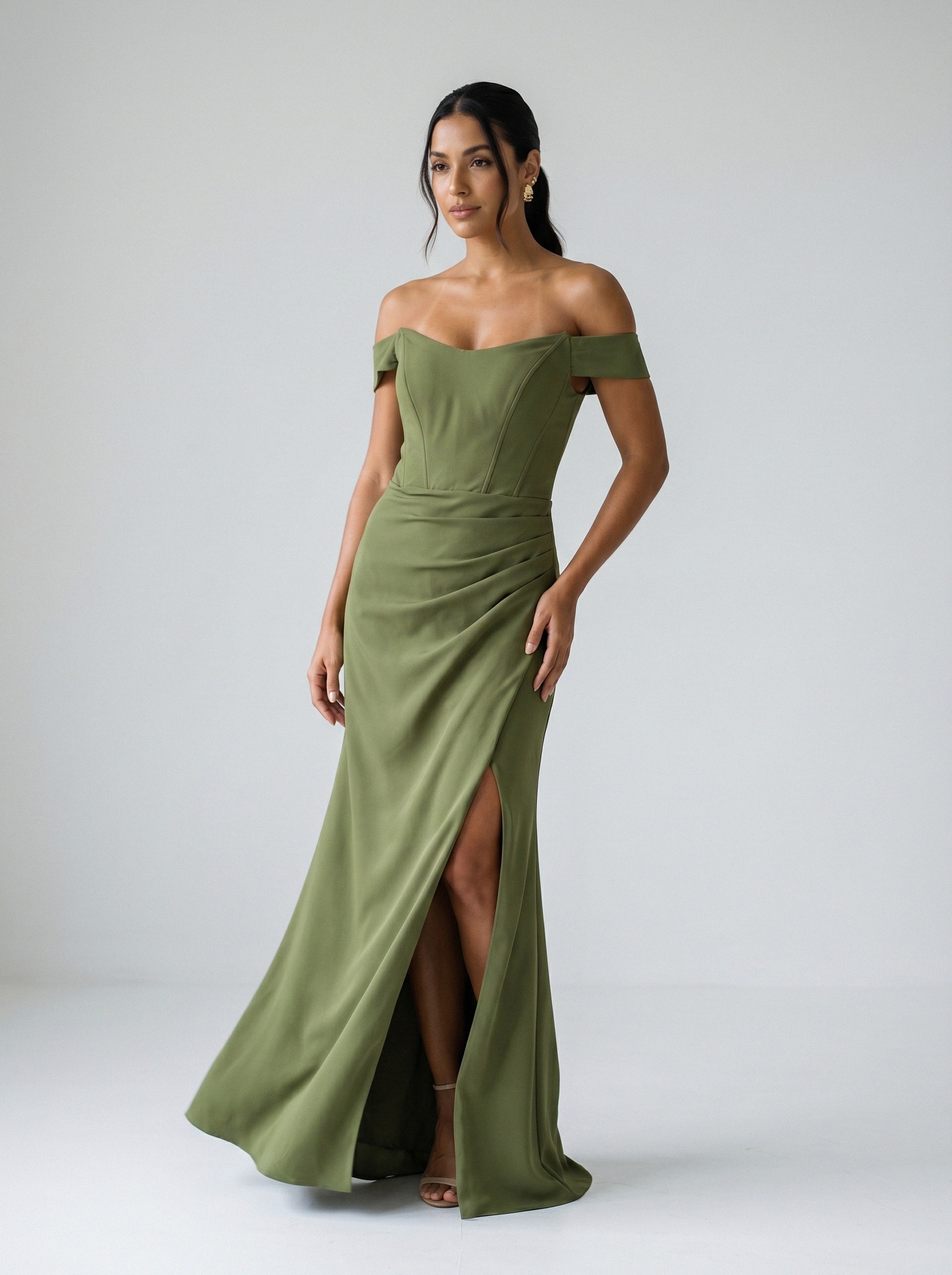 Vestido de festa verde oliva · MD-G-007 da Koisa Linda