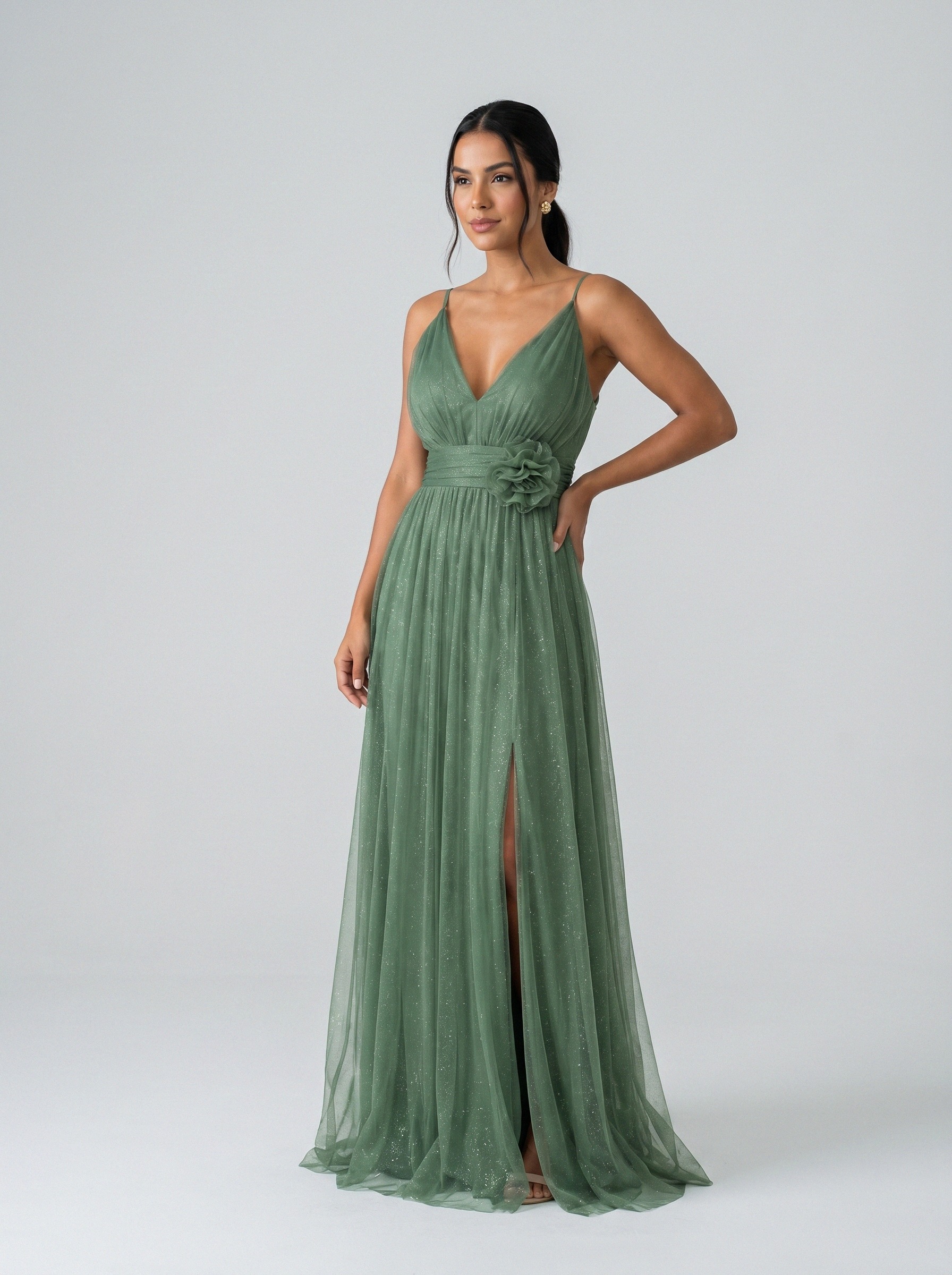Vestido de festa verde oliva · MD-G-026 da Koisa Linda