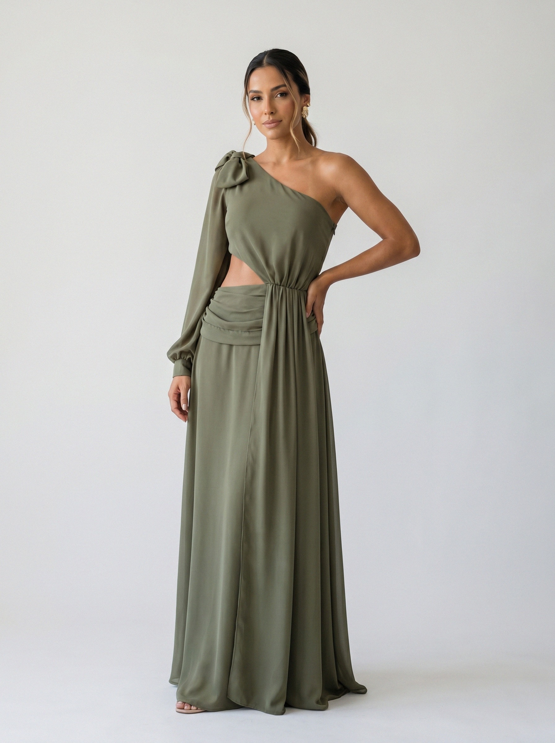 Vestido de festa verde oliva · MD-G-064 da Koisa Linda