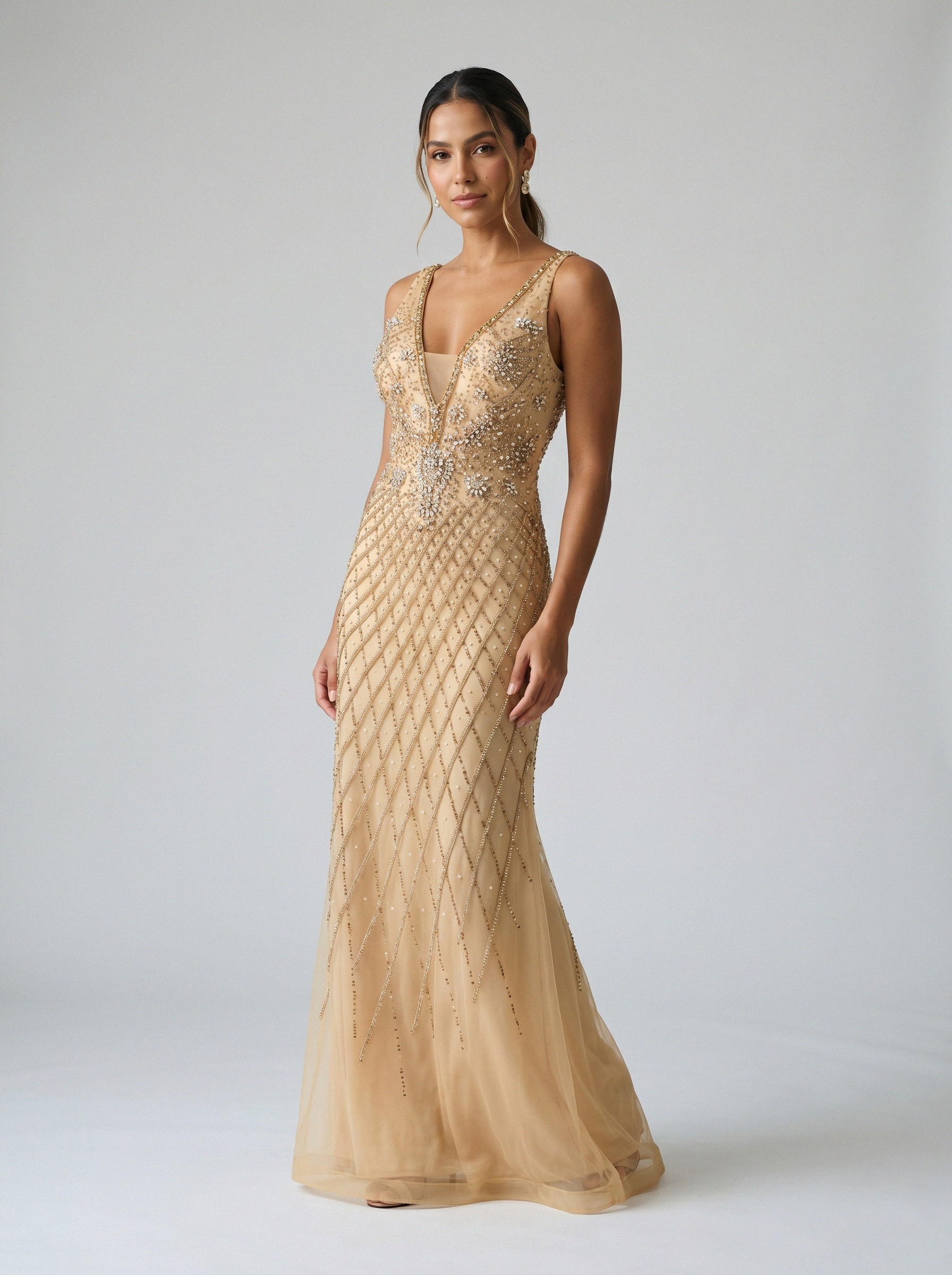 Vestido de festa champagne · MD-G-085 da Koisa Linda