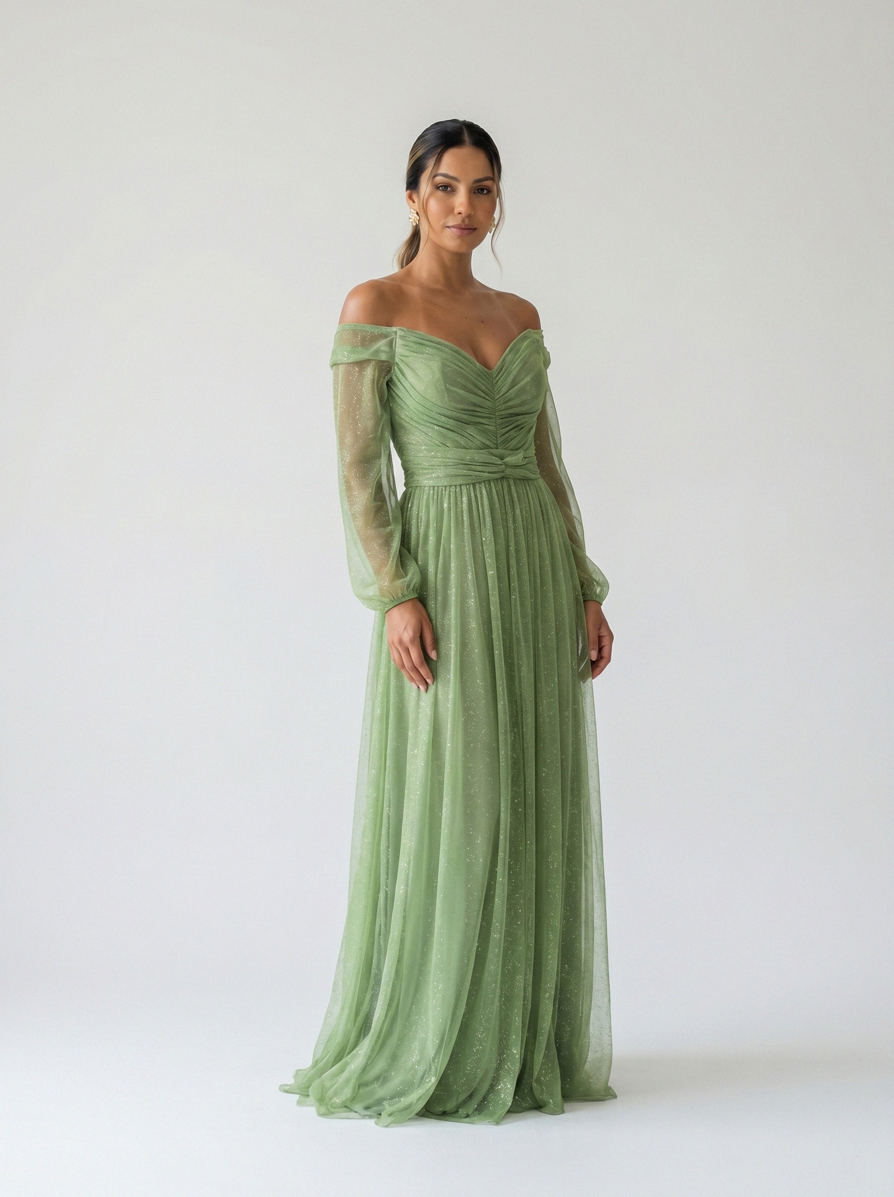 Vestido de festa verde oliva · MD-M-038 da Koisa Linda