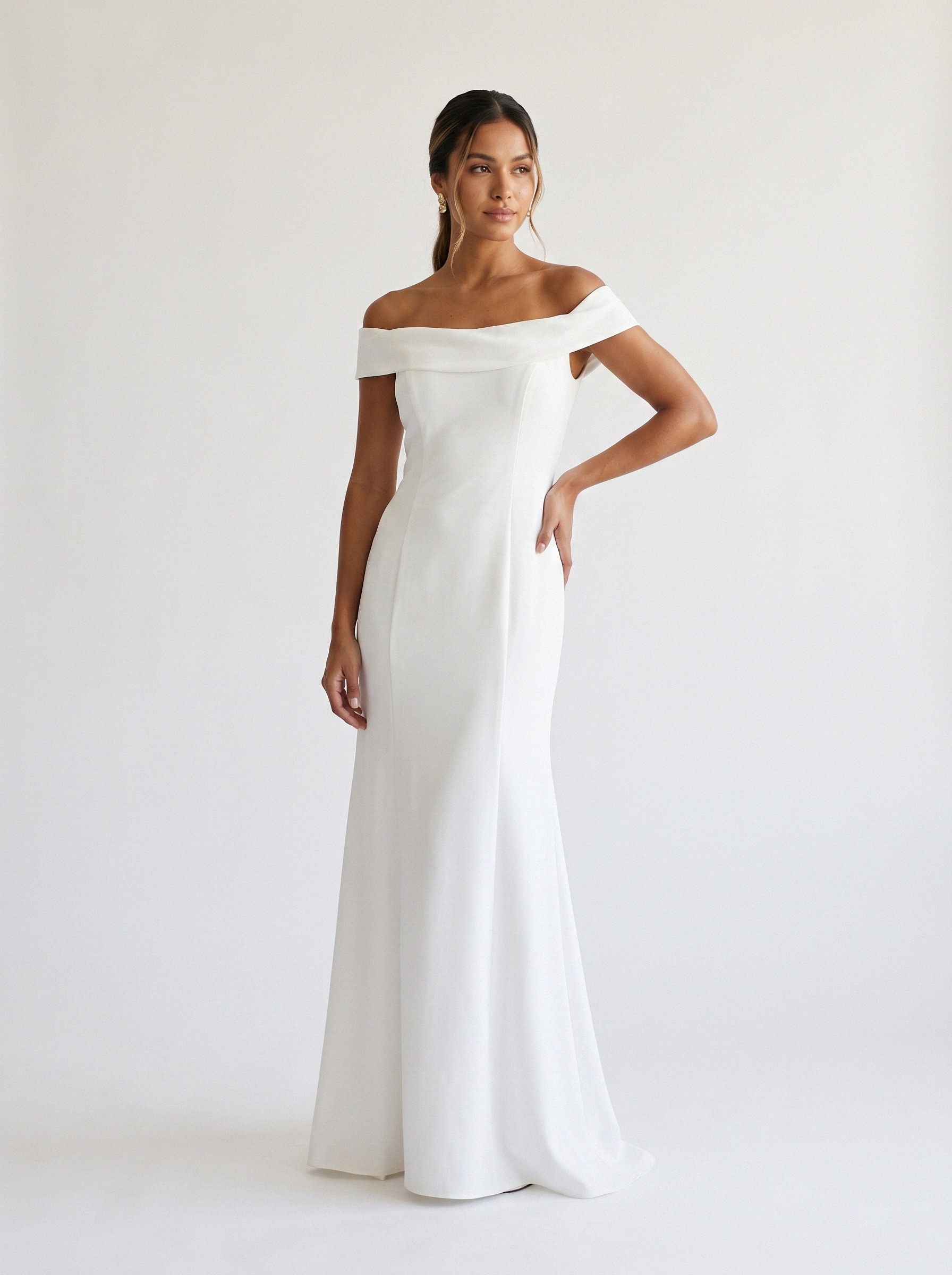 Vestido de noiva sereia de crepe alça larga da Koisa Linda
