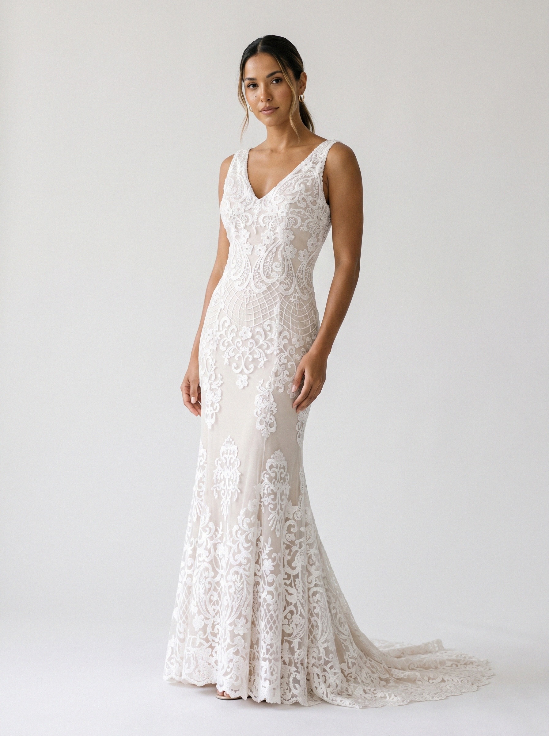 Vestido de noiva sereia bordado alça larga da Koisa Linda