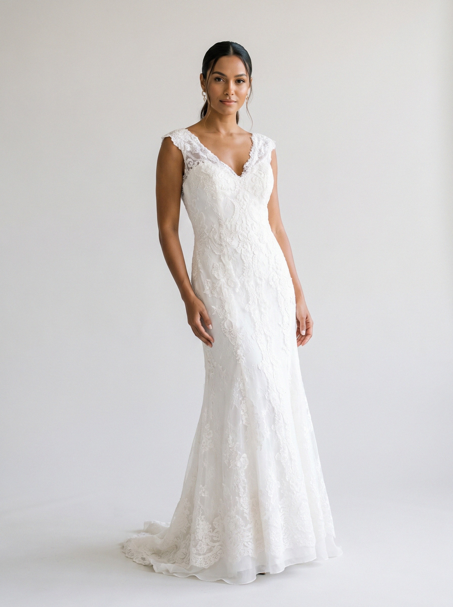 Vestido de noiva sereia de renda alça larga da Koisa Linda