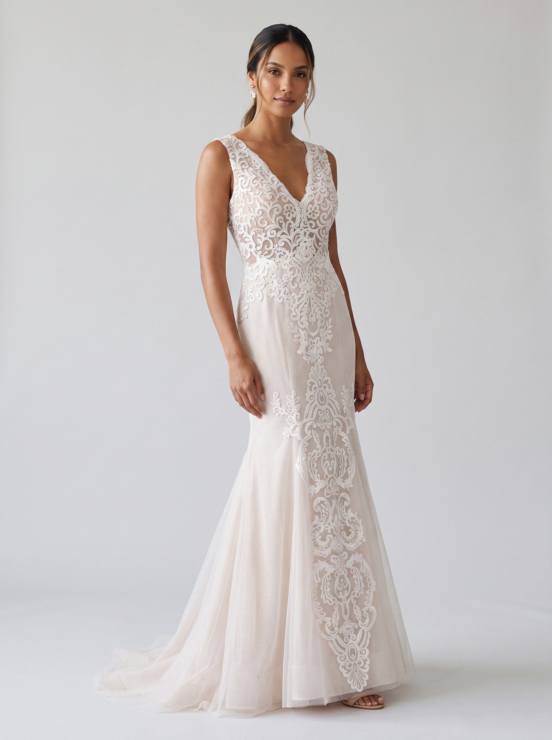 Vestido de noiva sereia bordado alça larga da Koisa Linda