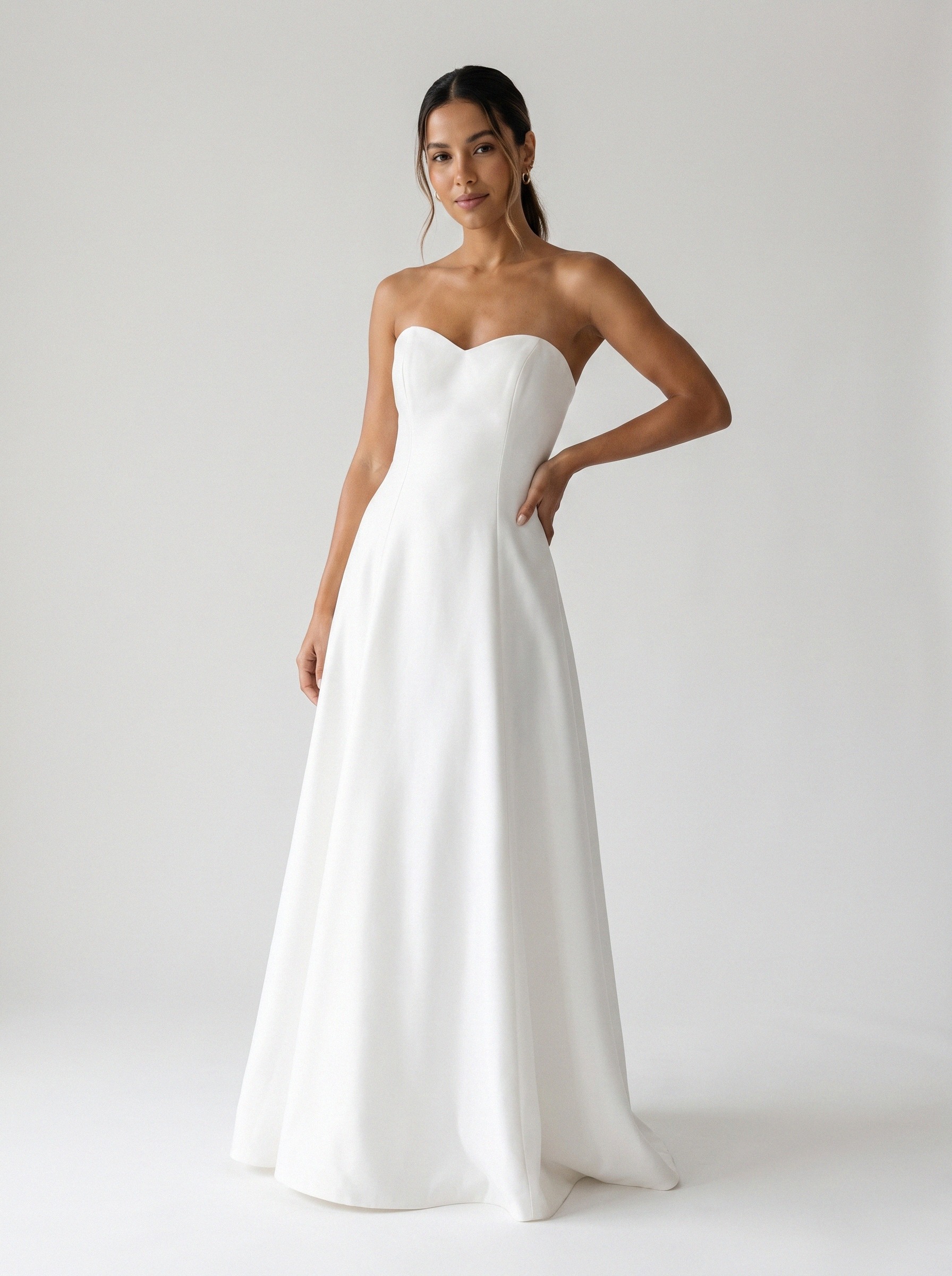 Vestido de noiva corte A de zibeline tomara que caia da Koisa Linda