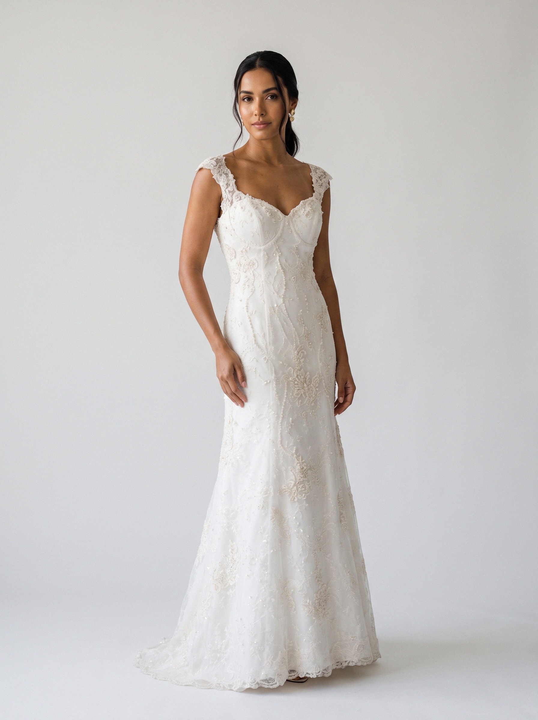 Vestido de noiva sereia de renda alça larga da Koisa Linda
