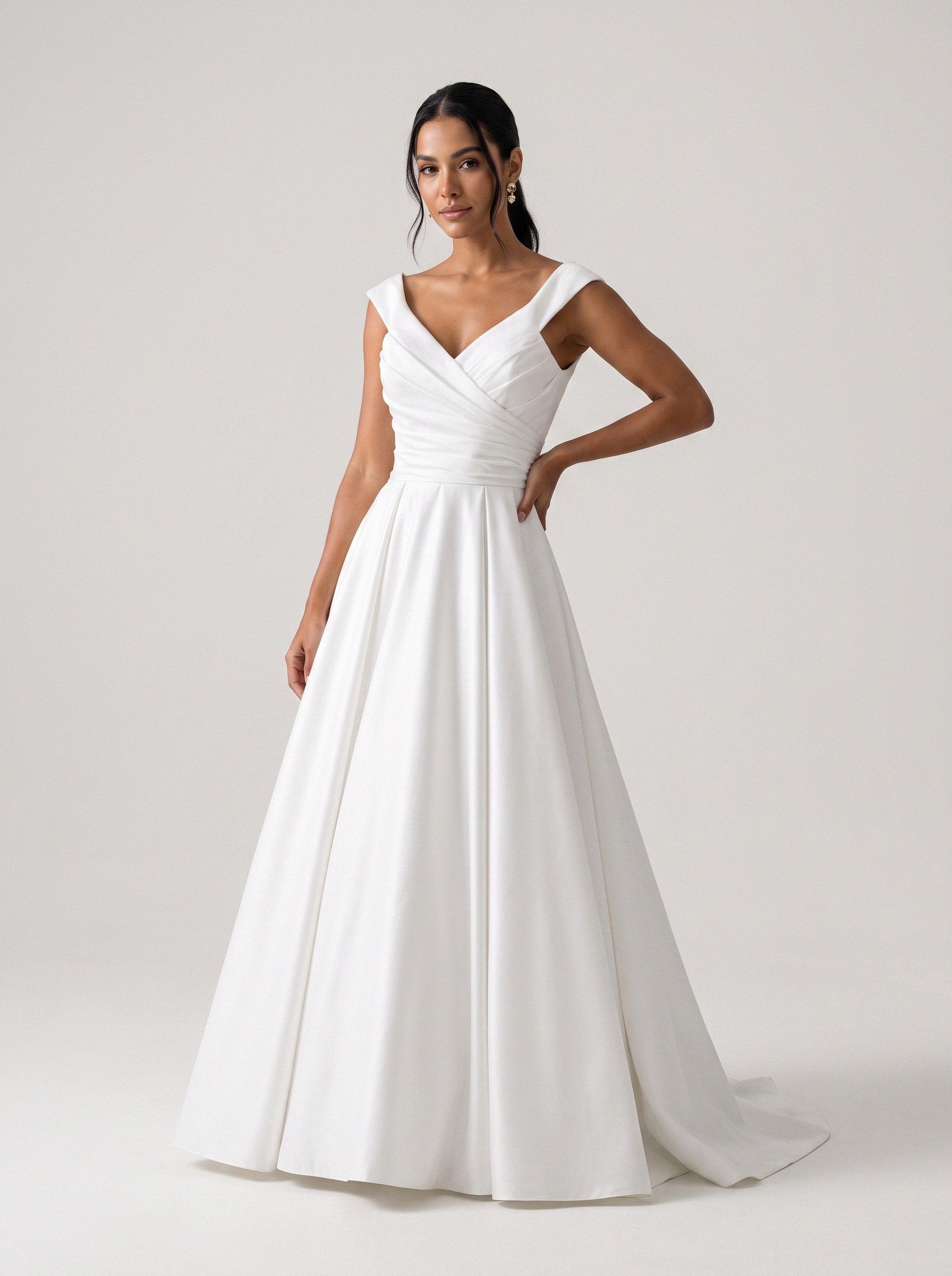 Vestido de noiva princesa de zibeline alça larga da Koisa Linda