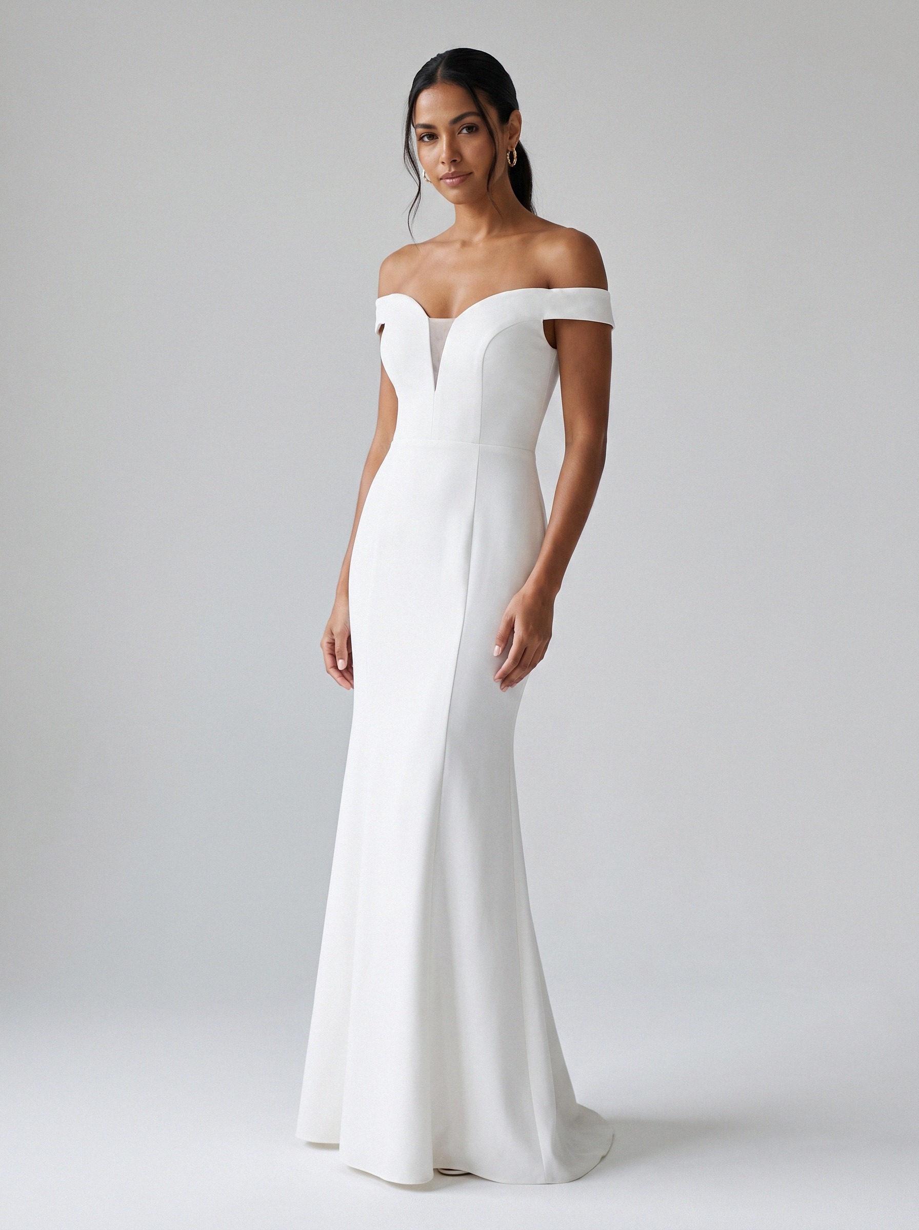 Vestido de noiva sereia de crepe ombro a ombro da Koisa Linda