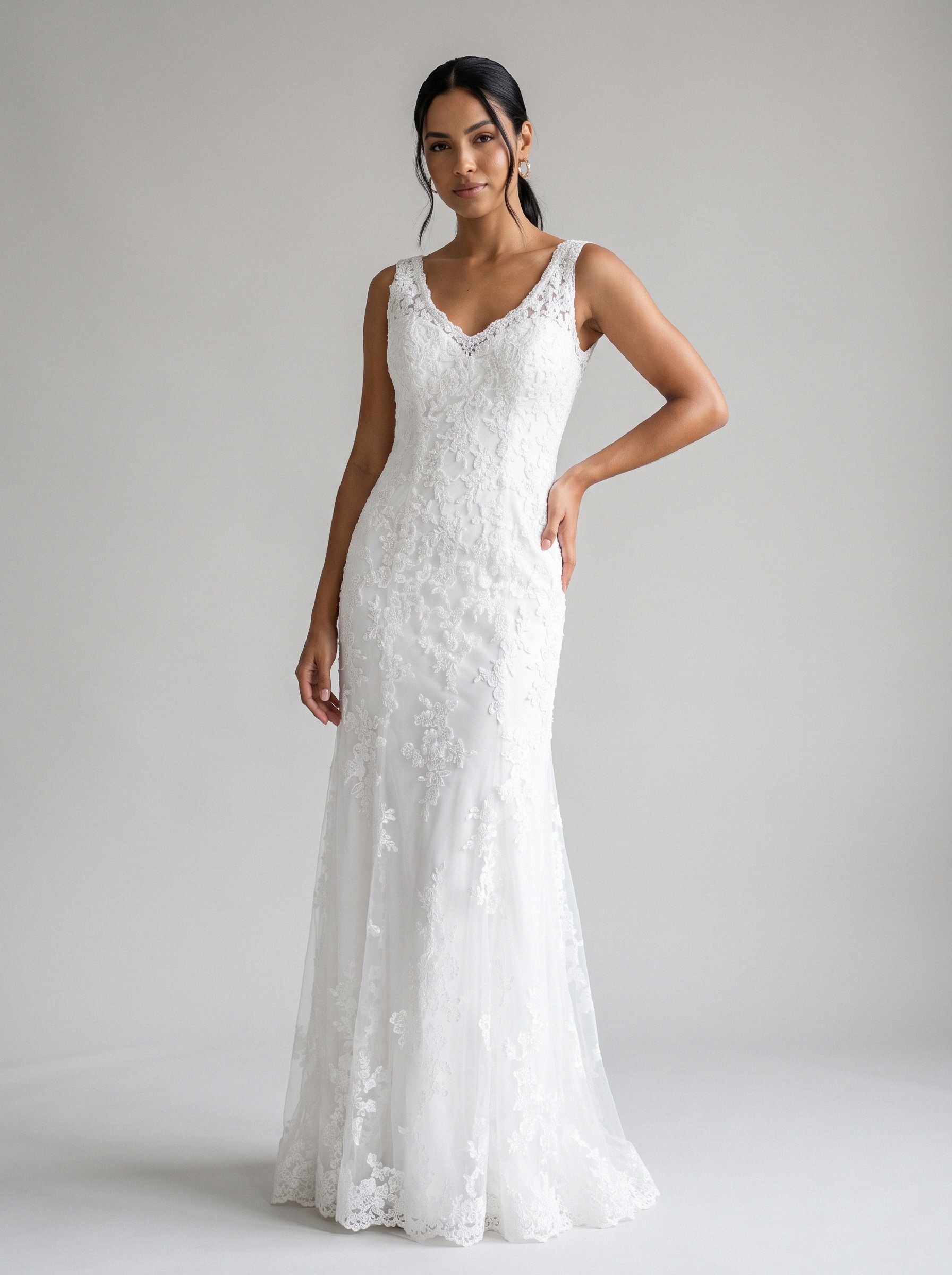 Vestido de noiva sereia de renda alça larga da Koisa Linda