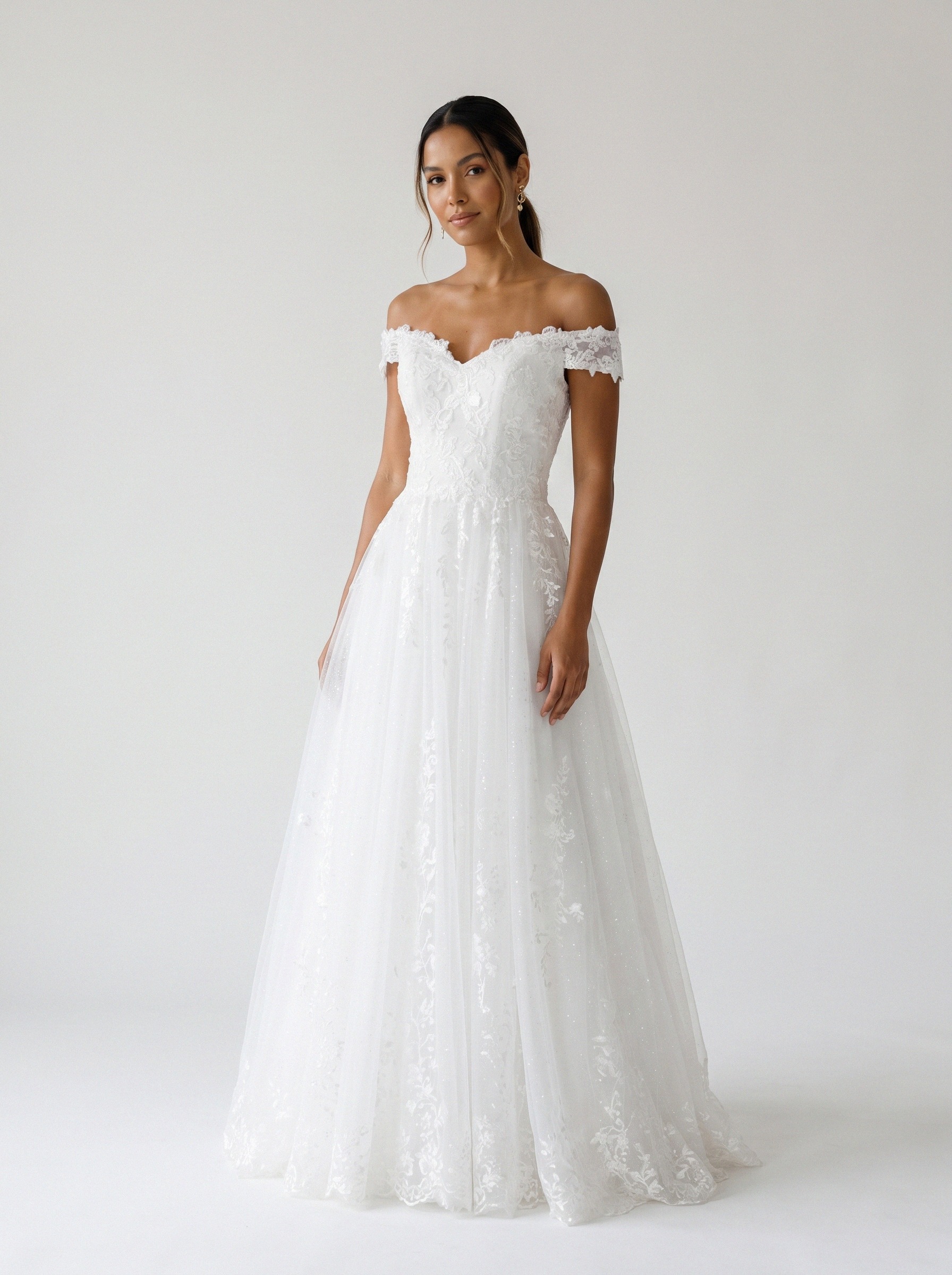 Vestido de noiva corte A de tule capa da Koisa Linda