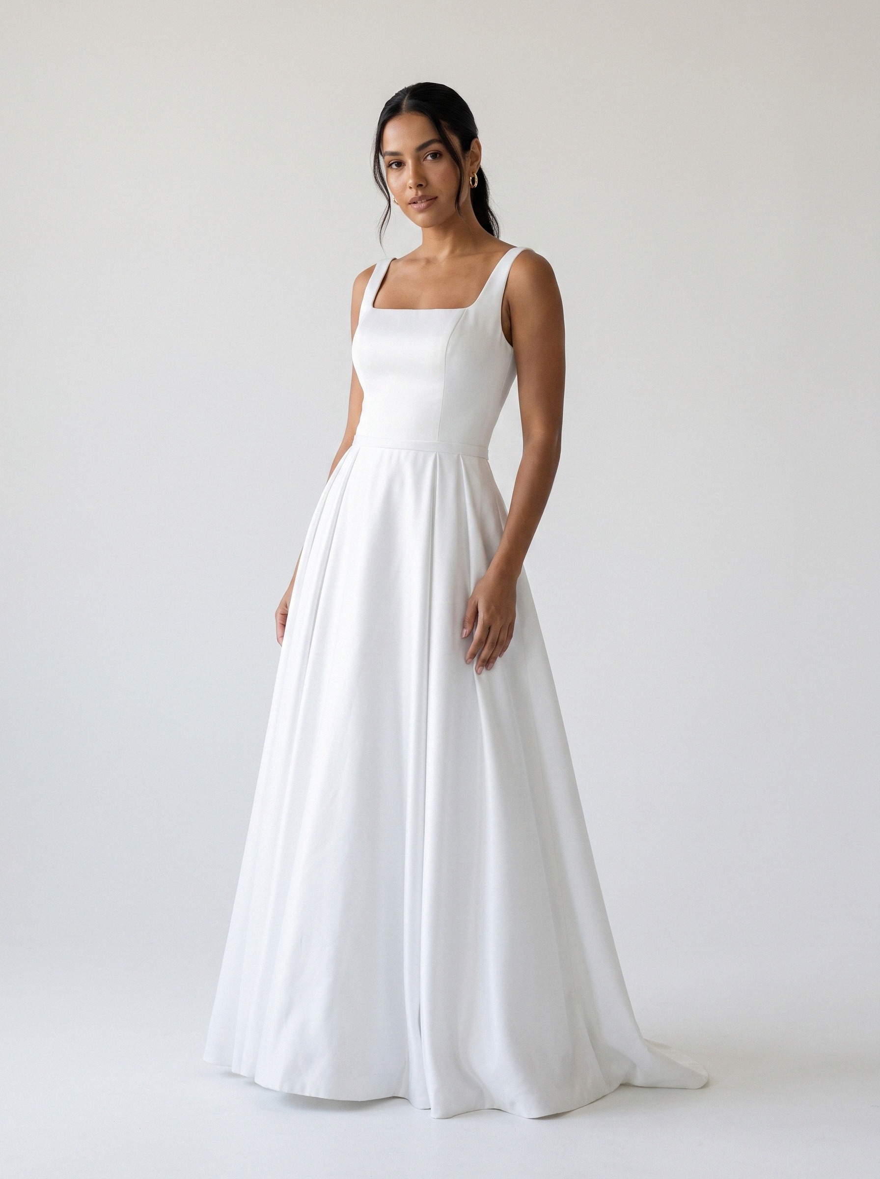 Vestido de noiva corte A de zibeline alça larga da Koisa Linda