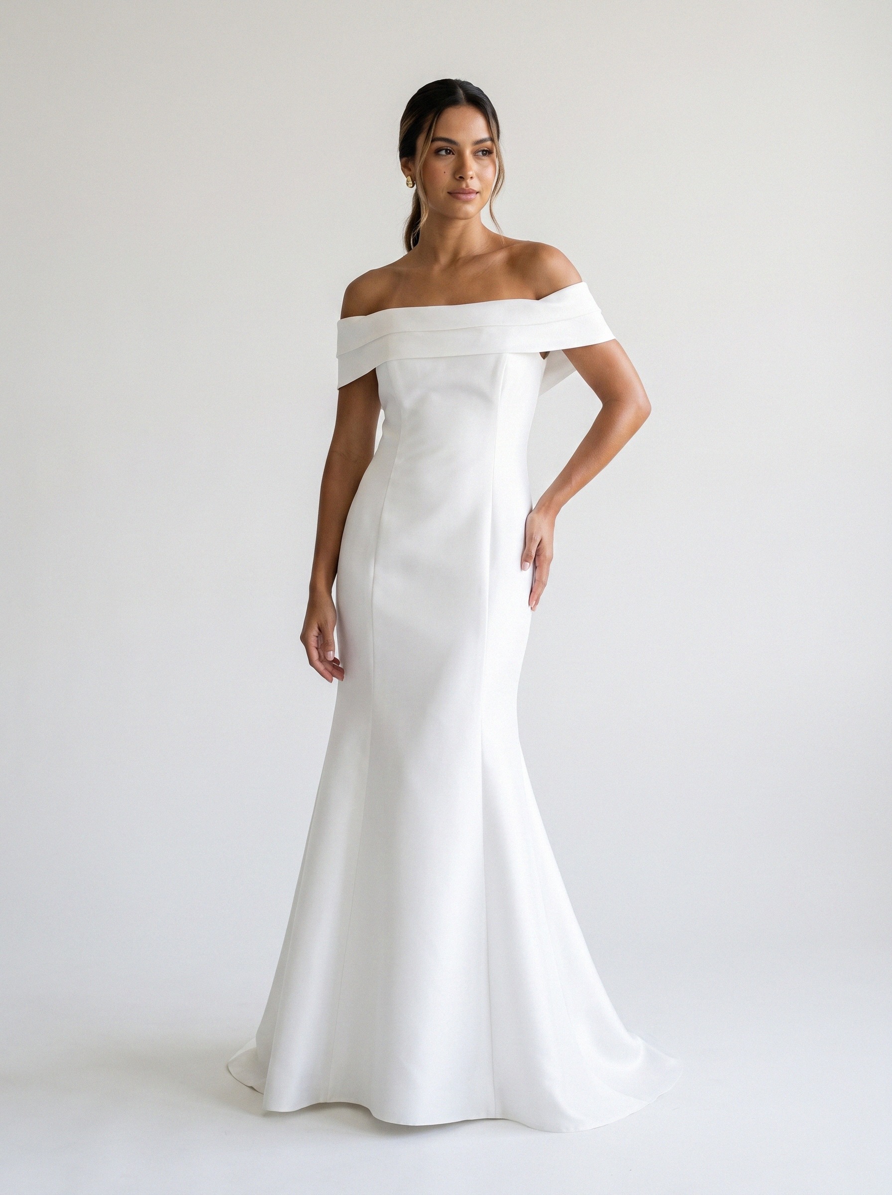 Vestido de noiva sereia de zibeline alça larga da Koisa Linda