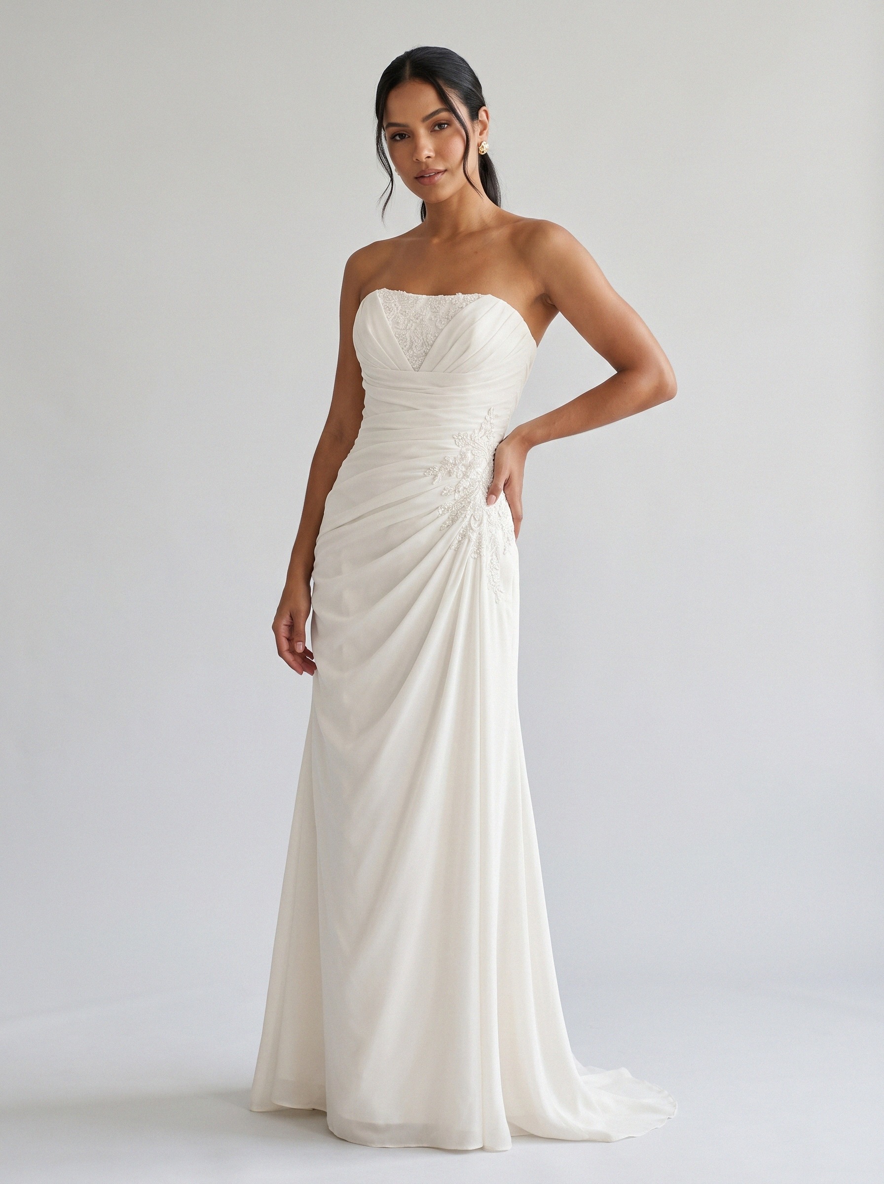 Vestido de noiva reto de crepe tomara que caia da Koisa Linda