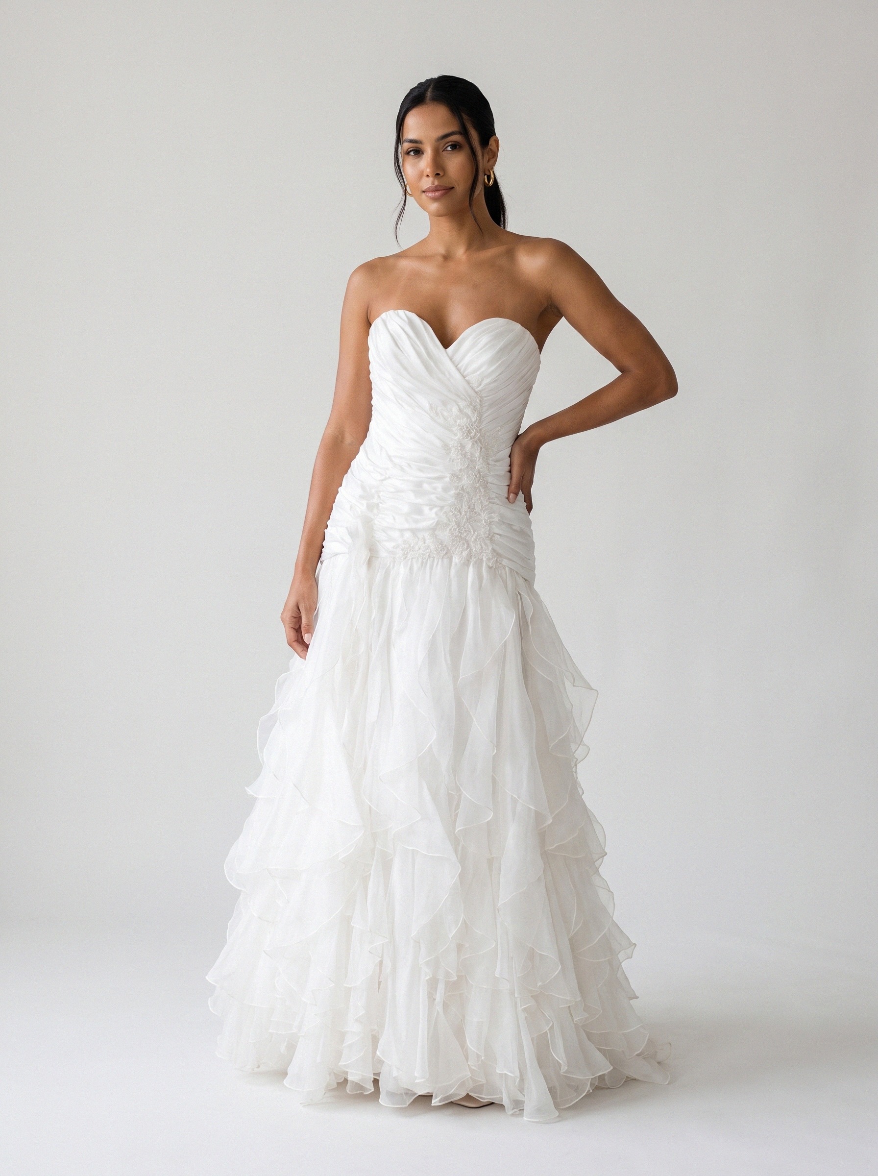 Vestido de noiva semi-sereia de tule decote coração da Koisa Linda