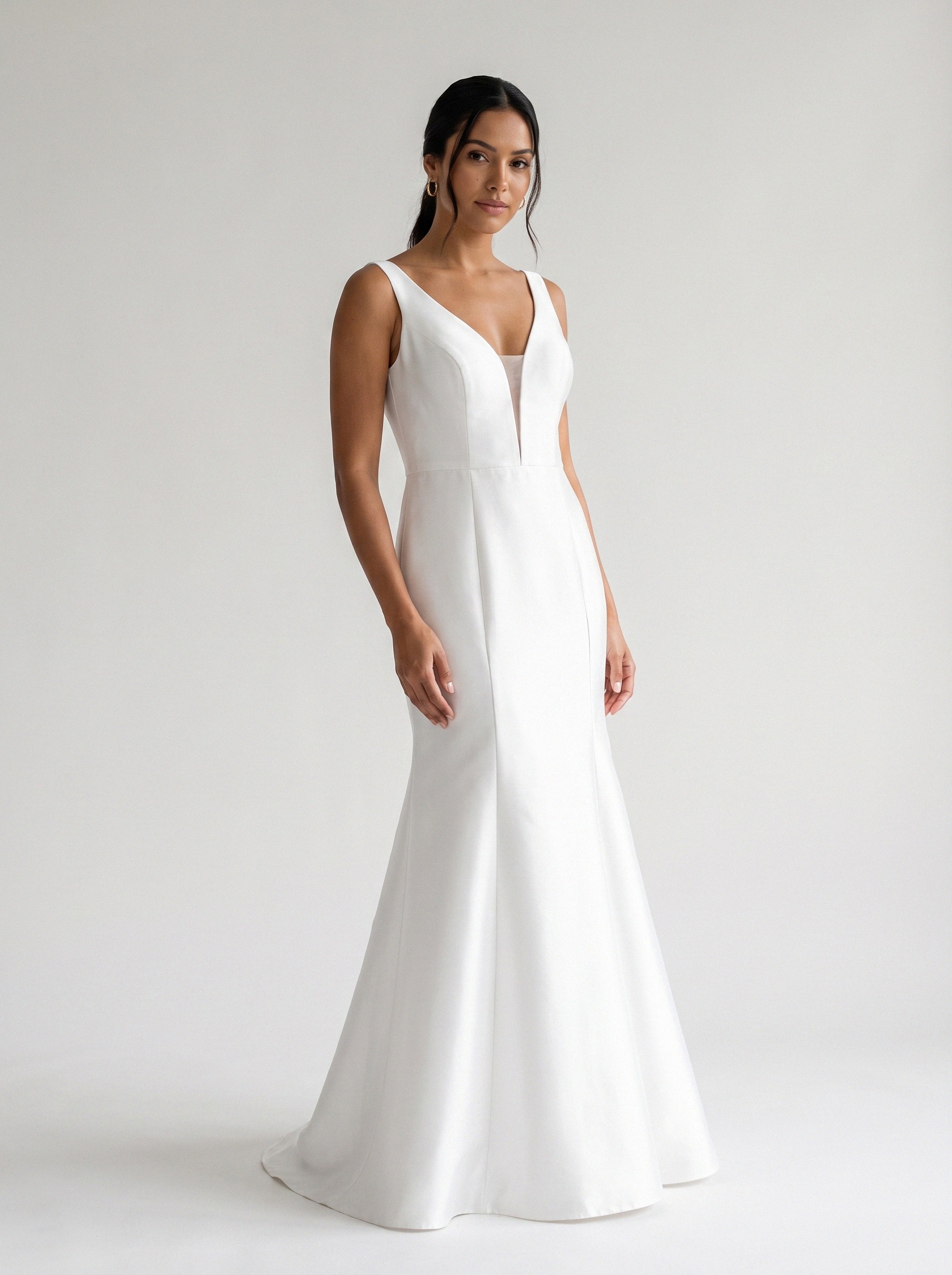 Vestido de noiva sereia de crepe alça larga da Koisa Linda