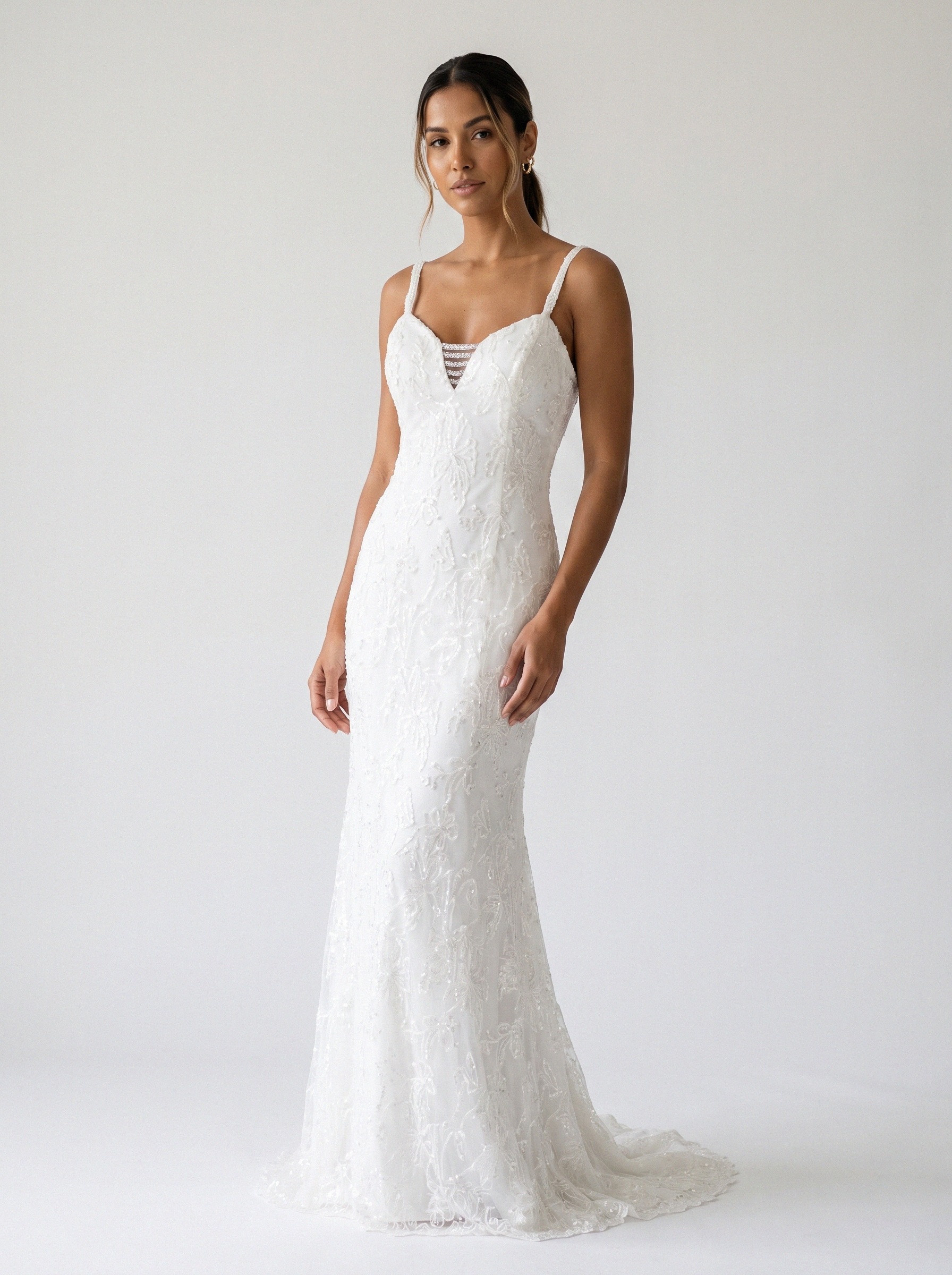 Vestido de noiva sereia de renda alça fina da Koisa Linda