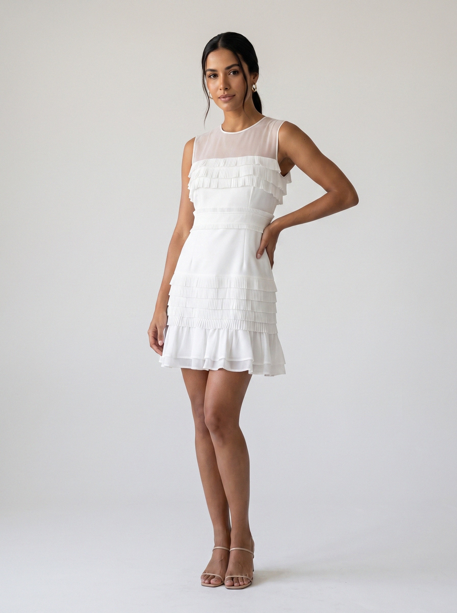 Vestido de noiva corte A de crepe decote redondo da Koisa Linda