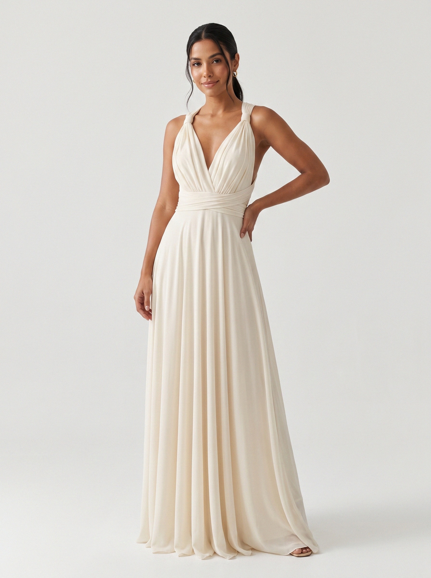Vestido de noiva corte A de crepe alça larga da Koisa Linda