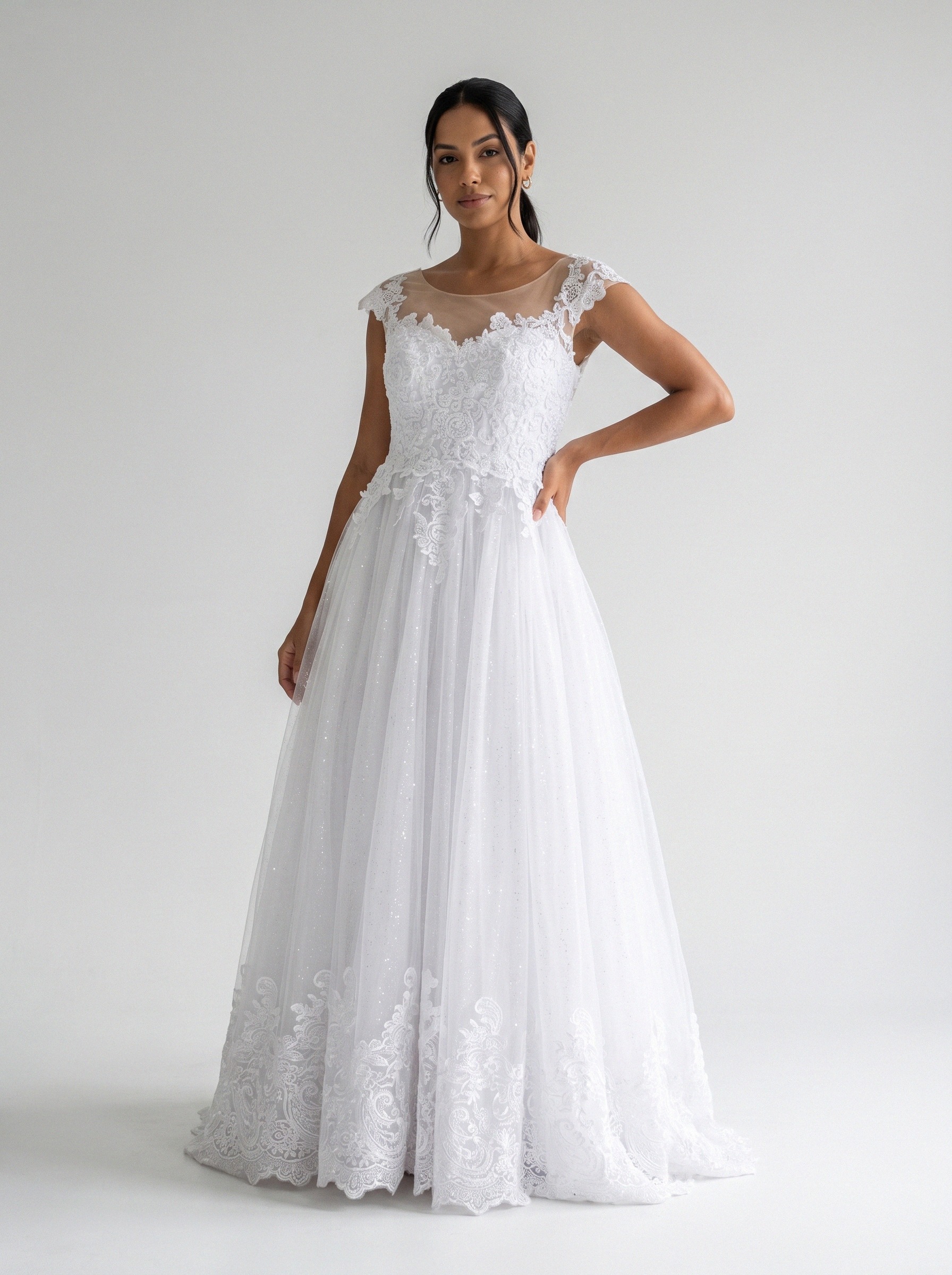 Vestido de noiva princesa de tule capa da Koisa Linda