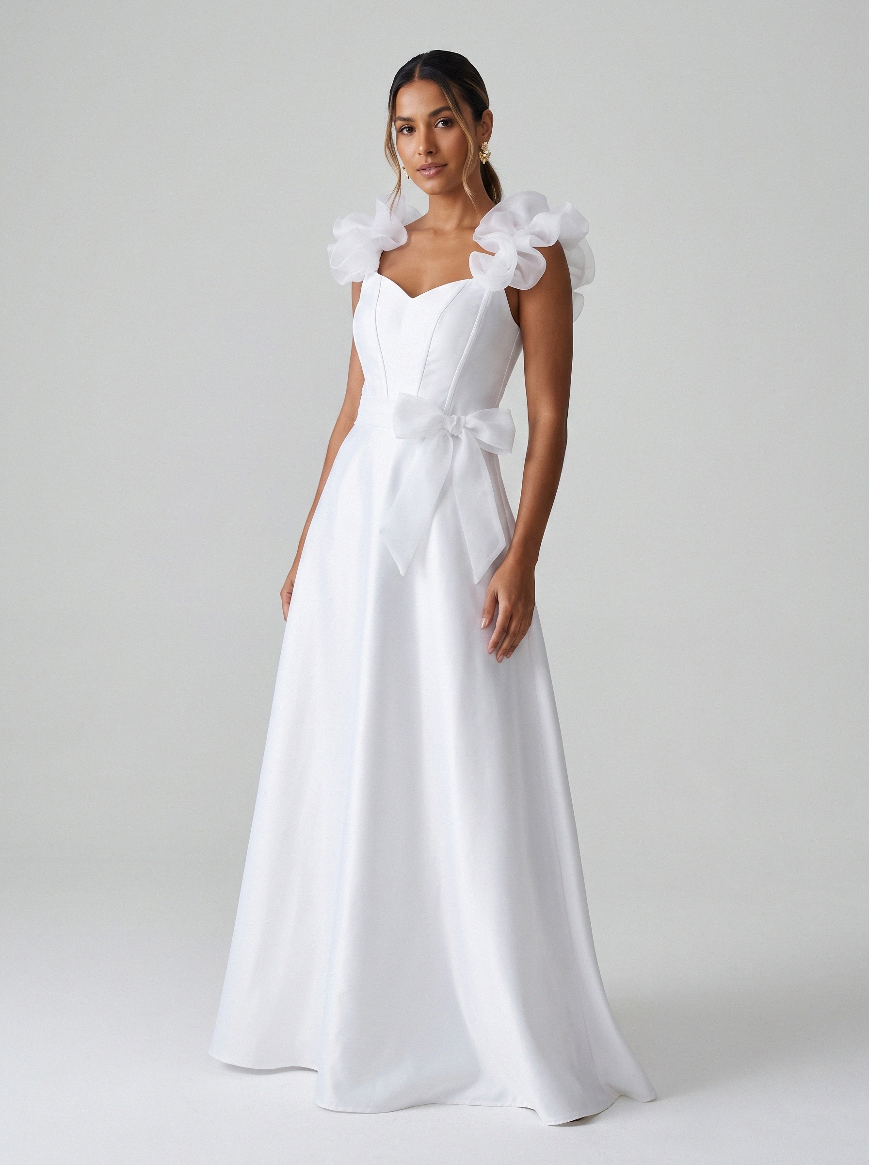 Vestido de noiva corte A de zibeline manga bufante da Koisa Linda