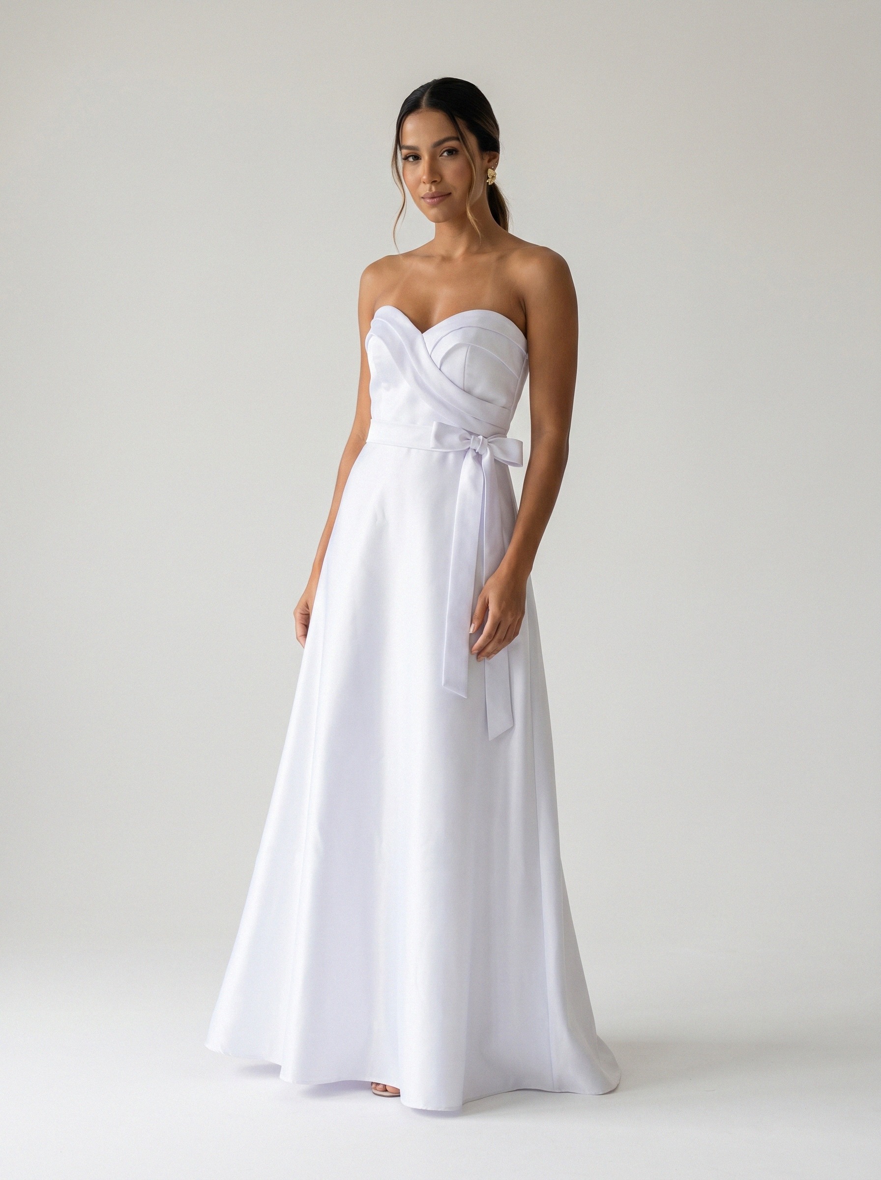 Vestido de noiva corte A de zibeline decote coração da Koisa Linda