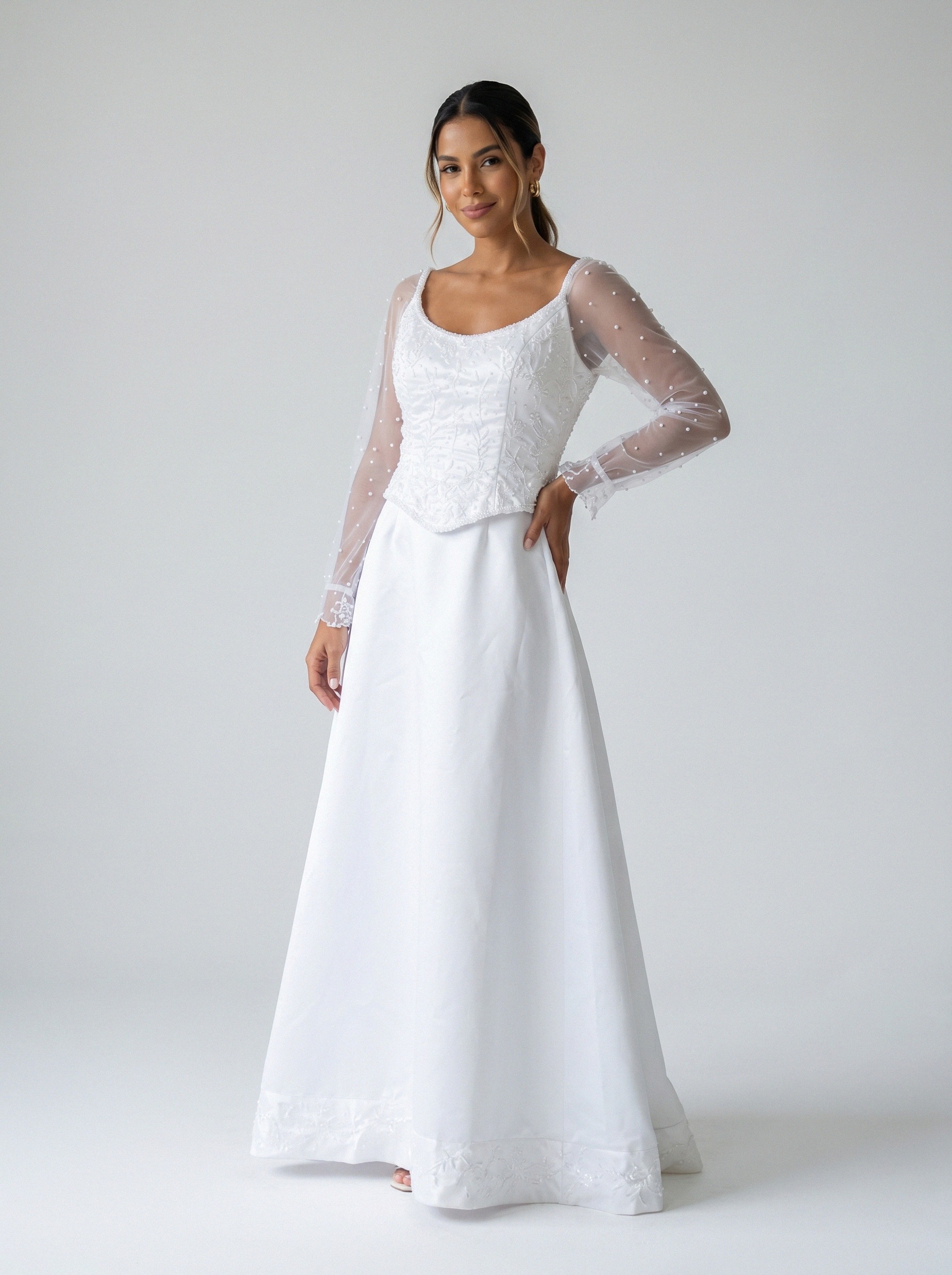 Vestido de noiva com manga NV-GG-010