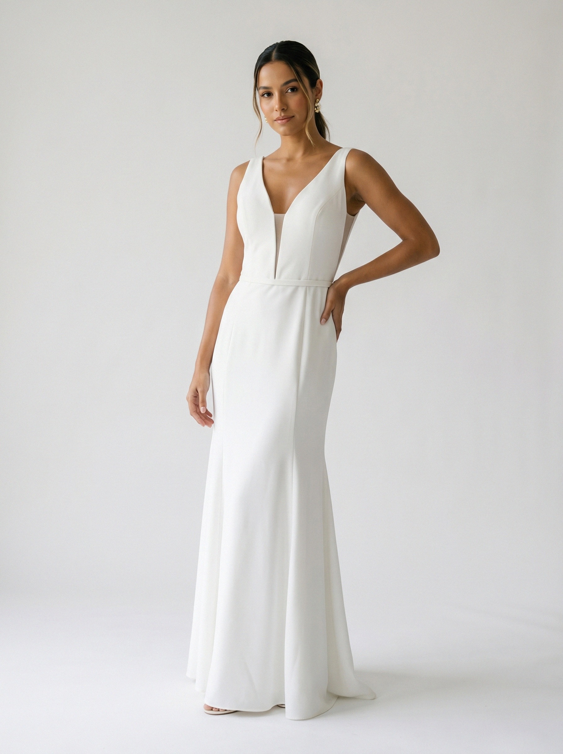 Vestido de noiva sereia de crepe alça larga da Koisa Linda